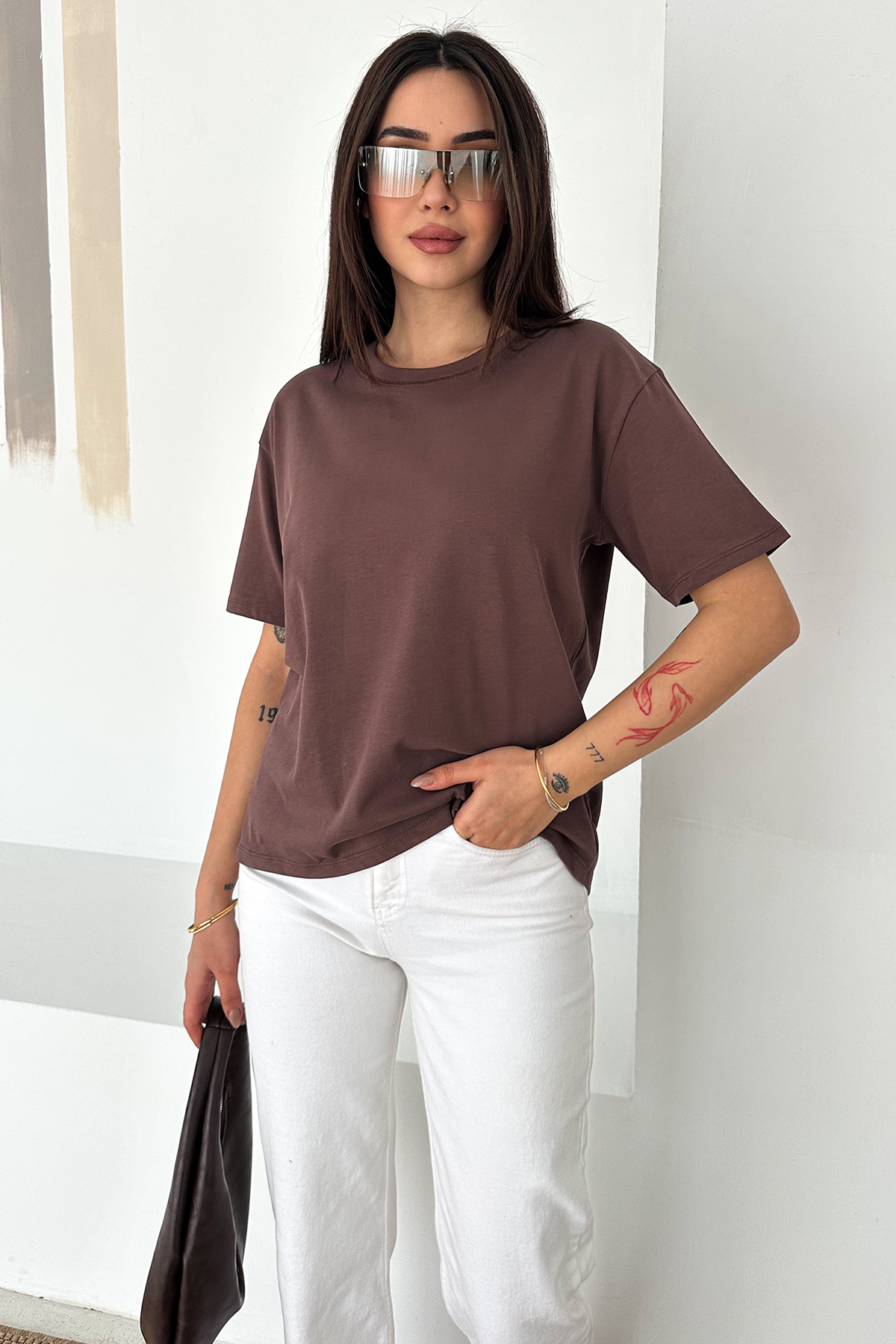 Noa&Noa Жіноча 100% бавовняна декоративна базова футболка з швами