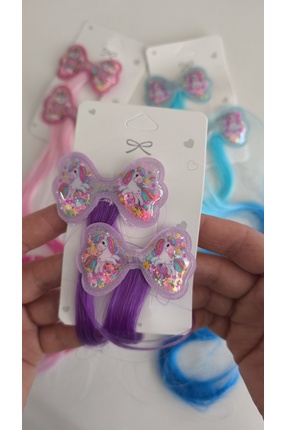 Sahaja Aksesuar Renkli Saçlı Unicorn Pens Toka