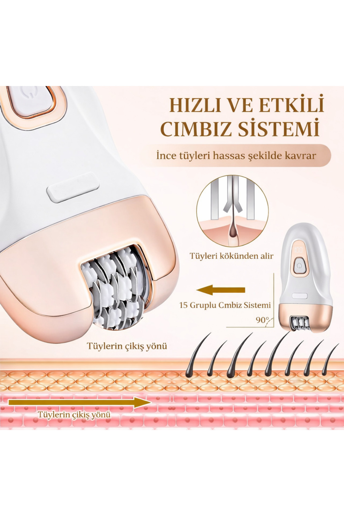 MS-6300 3'ü 1 Arada Profesyonel Epilatör ve Cilt Bakım Seti - Şarjlı & LED Göstergeli — تصویر 5 از 7