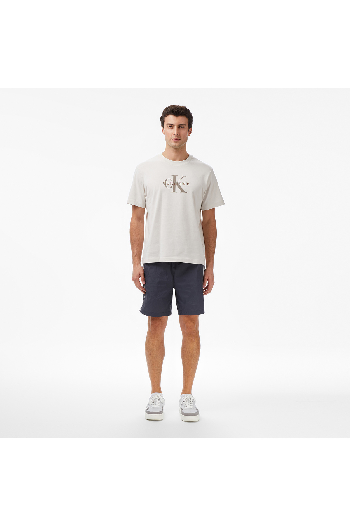 کلوین کلاین شلوارک آبی مردانه مدل Relaxed Crinkle Nylon Track