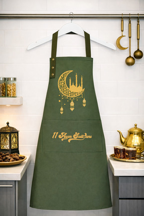 Hulganz Ramazan Temalı Mutfak Önlüğü Leke Tutmaz Su itici Kumaş Boyun Askılı ...