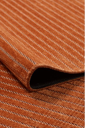 Elvey Home Kiremit-Turuncu Şönil Kilim Pamuk Yıkanabilir Kaymaz Taban Oturma ...