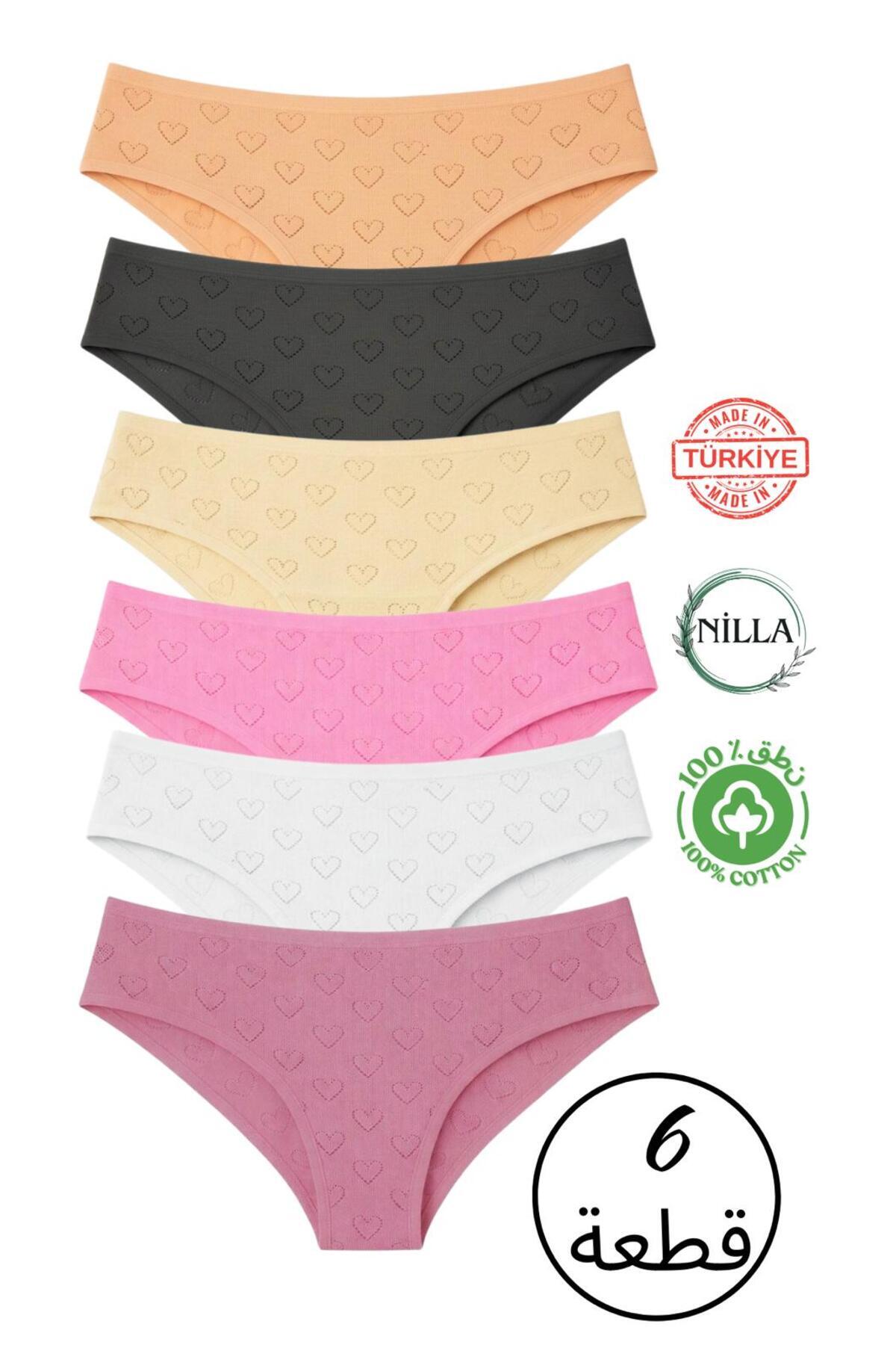 Women's 3-Piece Hearted Bikini Panties 100% Cotton Panties Made in TURKEY