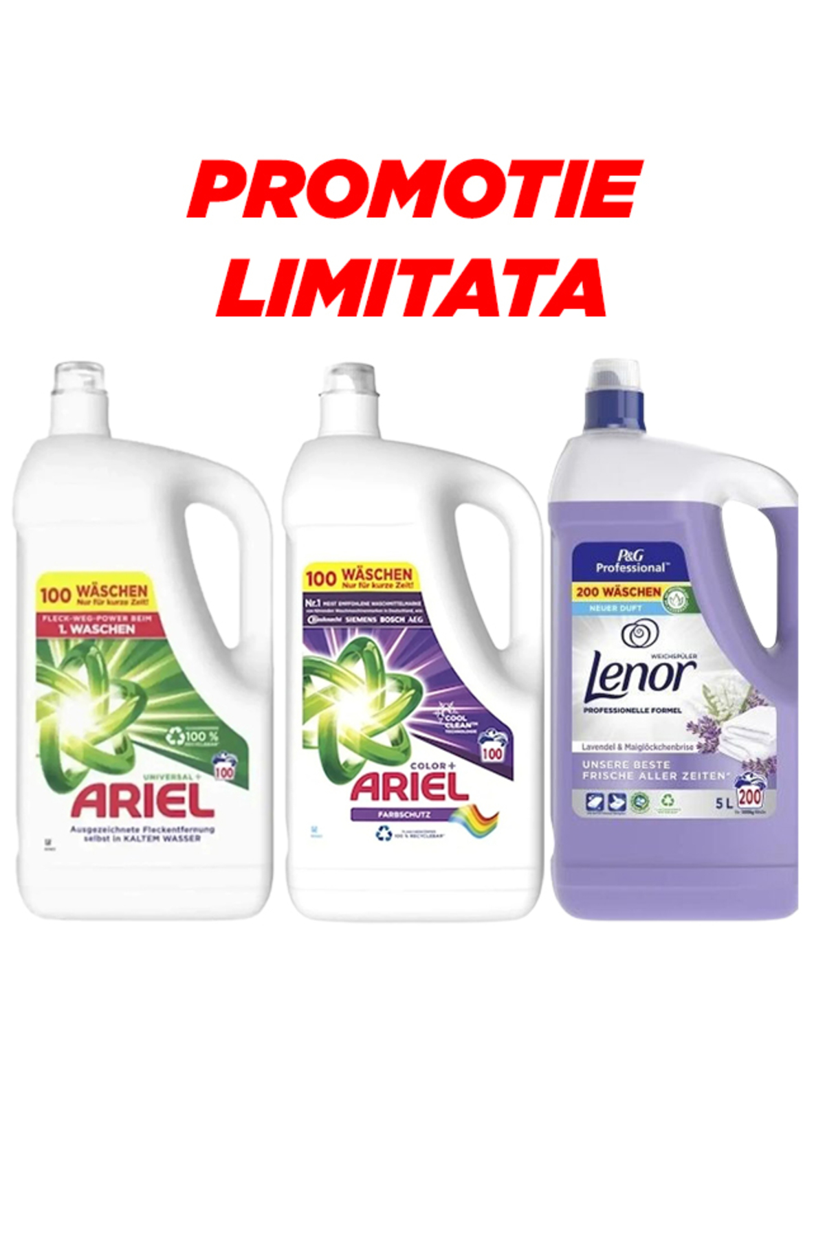 Ariel Pachet Detergent Universal Clean 5L + Color+ 5L + Lenor Balsam Lavender...
