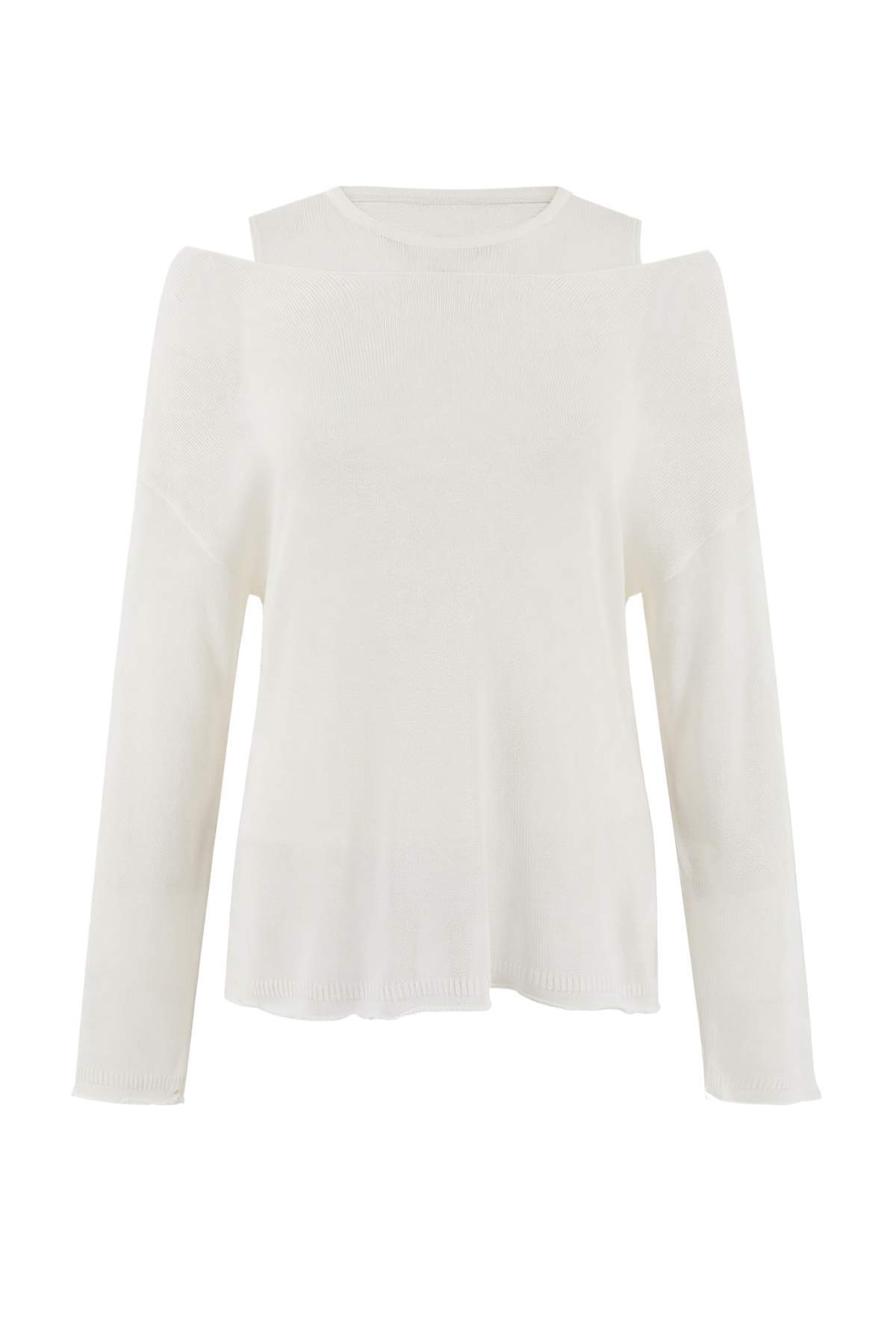 Trendyolmilla  Wardrobe Essentials Ekru Kayık Yaka Oversize 2'li Atlet-Bluz Triko İnce Bluz TWOSS26BZ00283 - Görsel 11