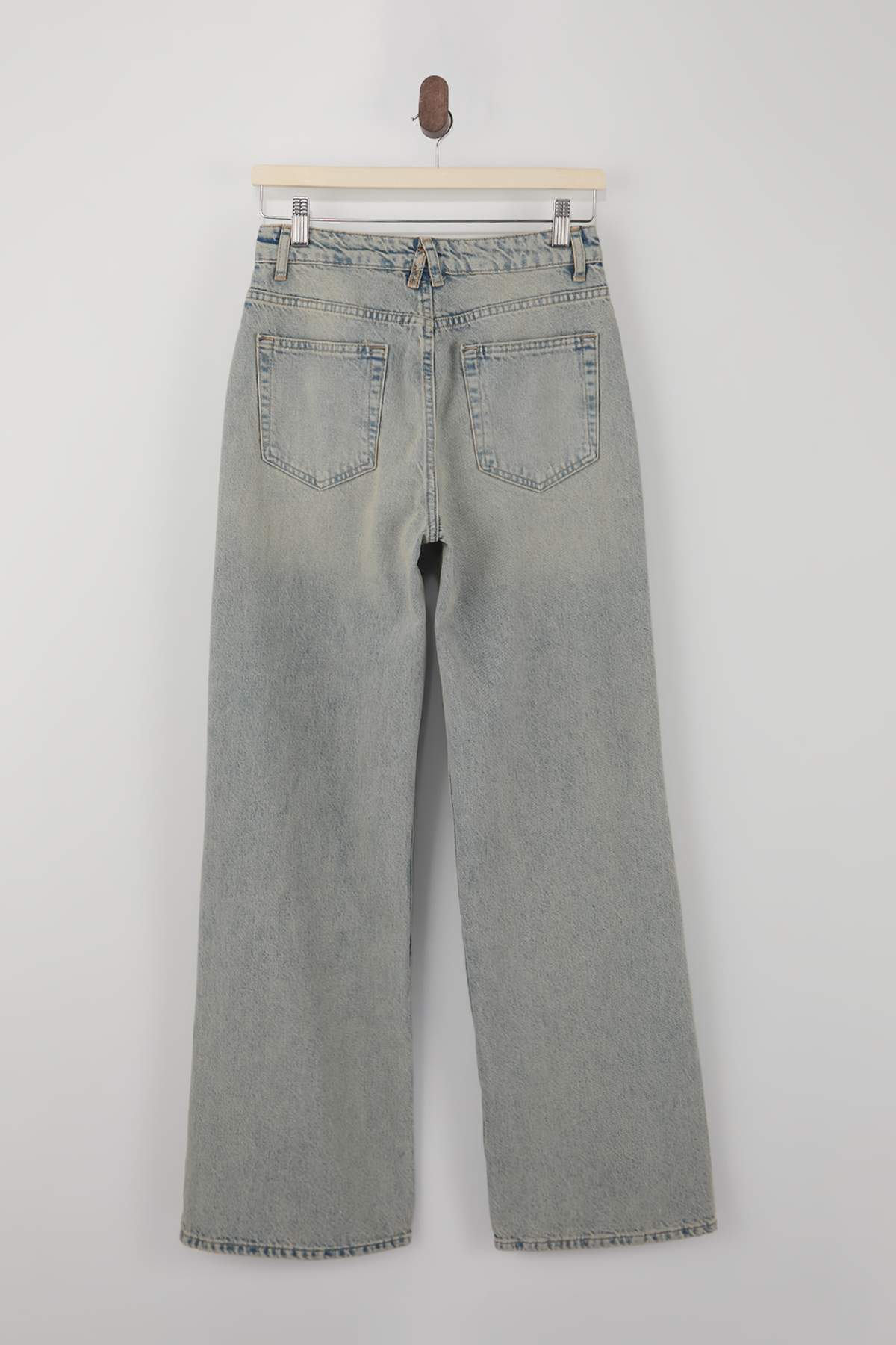 Trendyolmilla  Mavi Yüksek Bel 100% Pamuk Wide Leg Geniş Paça Jeans TWOSS26JE00126 - Görsel 6