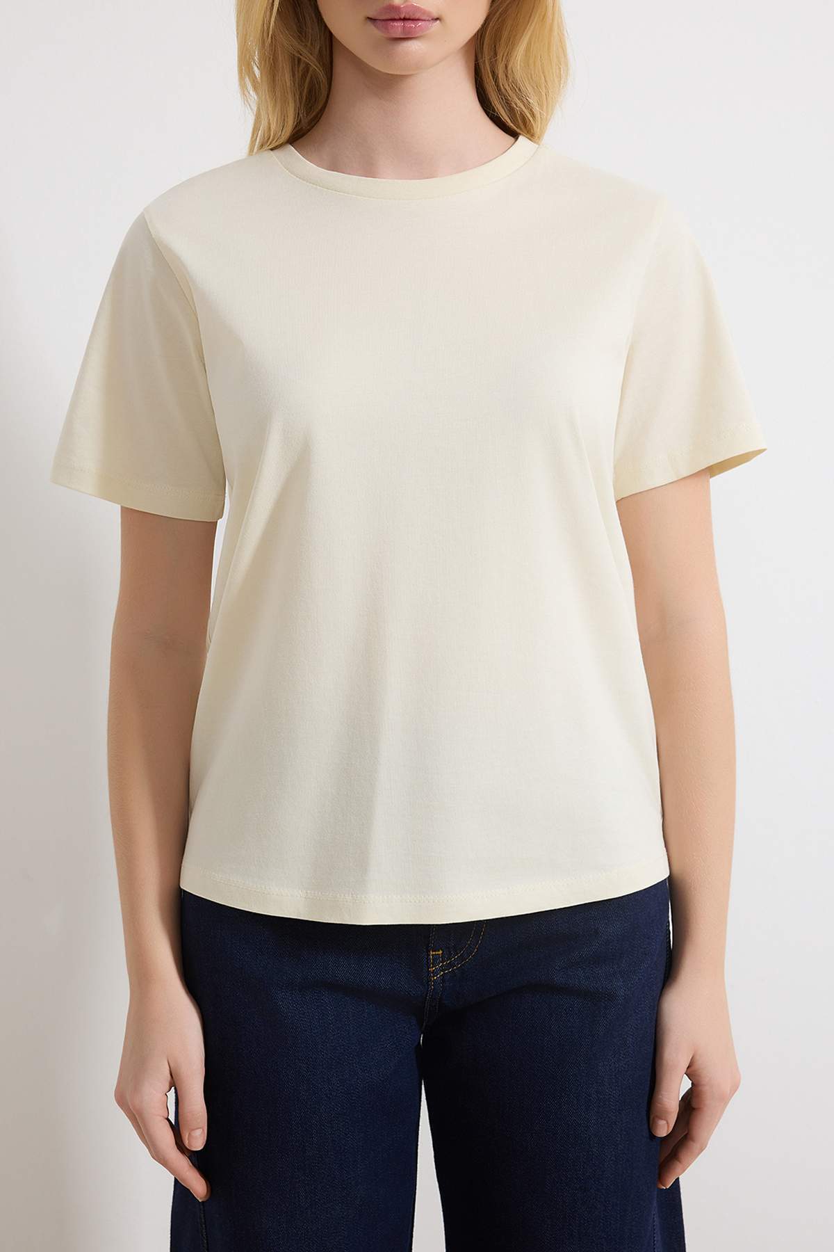 Trendyolmilla  Mürdüm-Taş %100 Pamuk Bisiklet Yaka 2'li Paket Örme T-Shirt TWOSS20TS0141 - Görsel 7