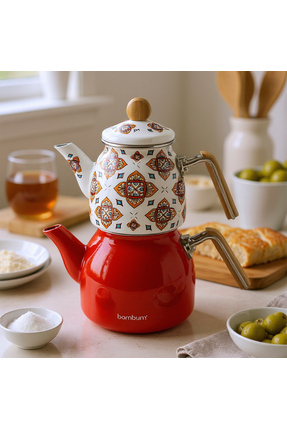 Bambum Taşev Unique Emaye Çaydanlık Turuncu