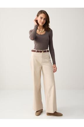 Jimmy Key Taş Normal Bel İspanyol Paça Dokuma Uzun Pantolon