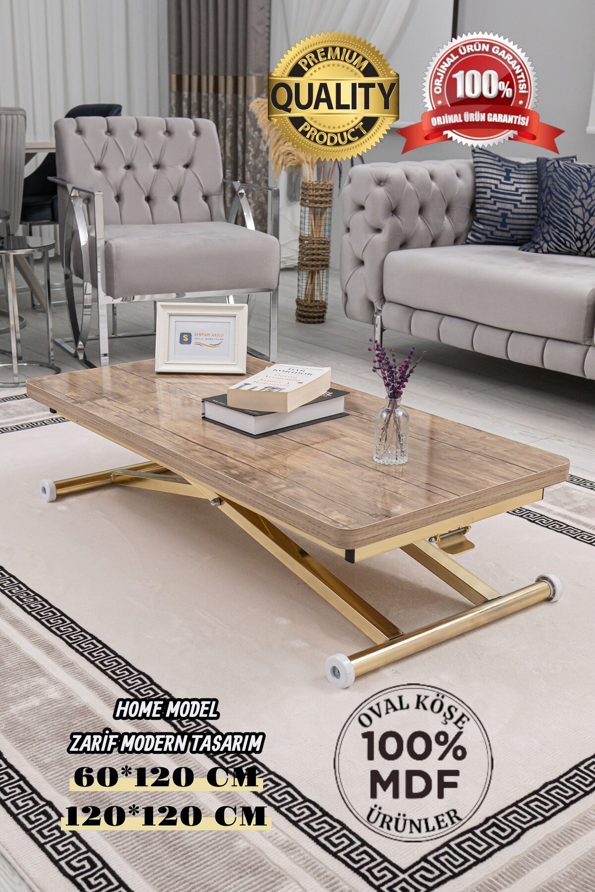 Smart Coffee Table Home Top Table MDF Bottom Mechanism Gold Plated