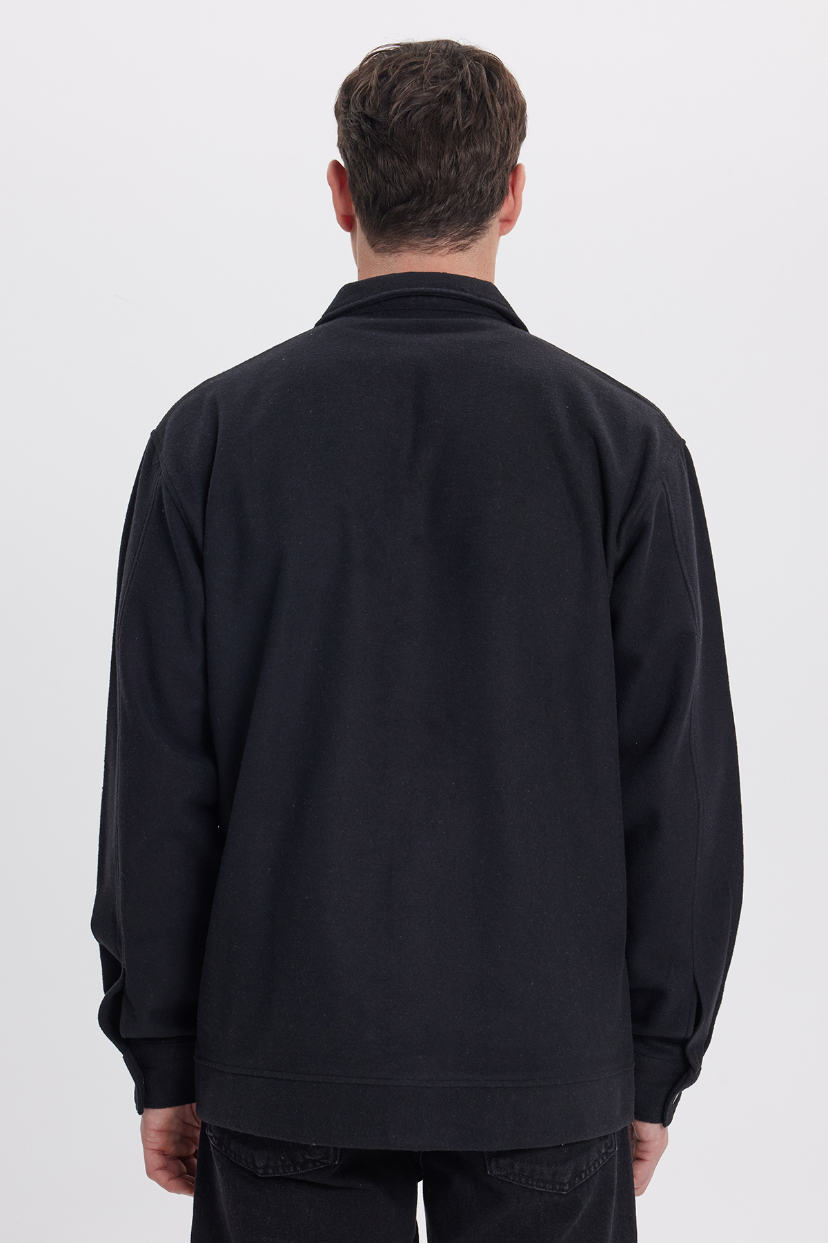 Tudors  Erkek Relax Fit Rahat Kesim Yandan Flota Cep Oduncu Siyah Kaşe Ceket Mont Gömlek - Görsel 7