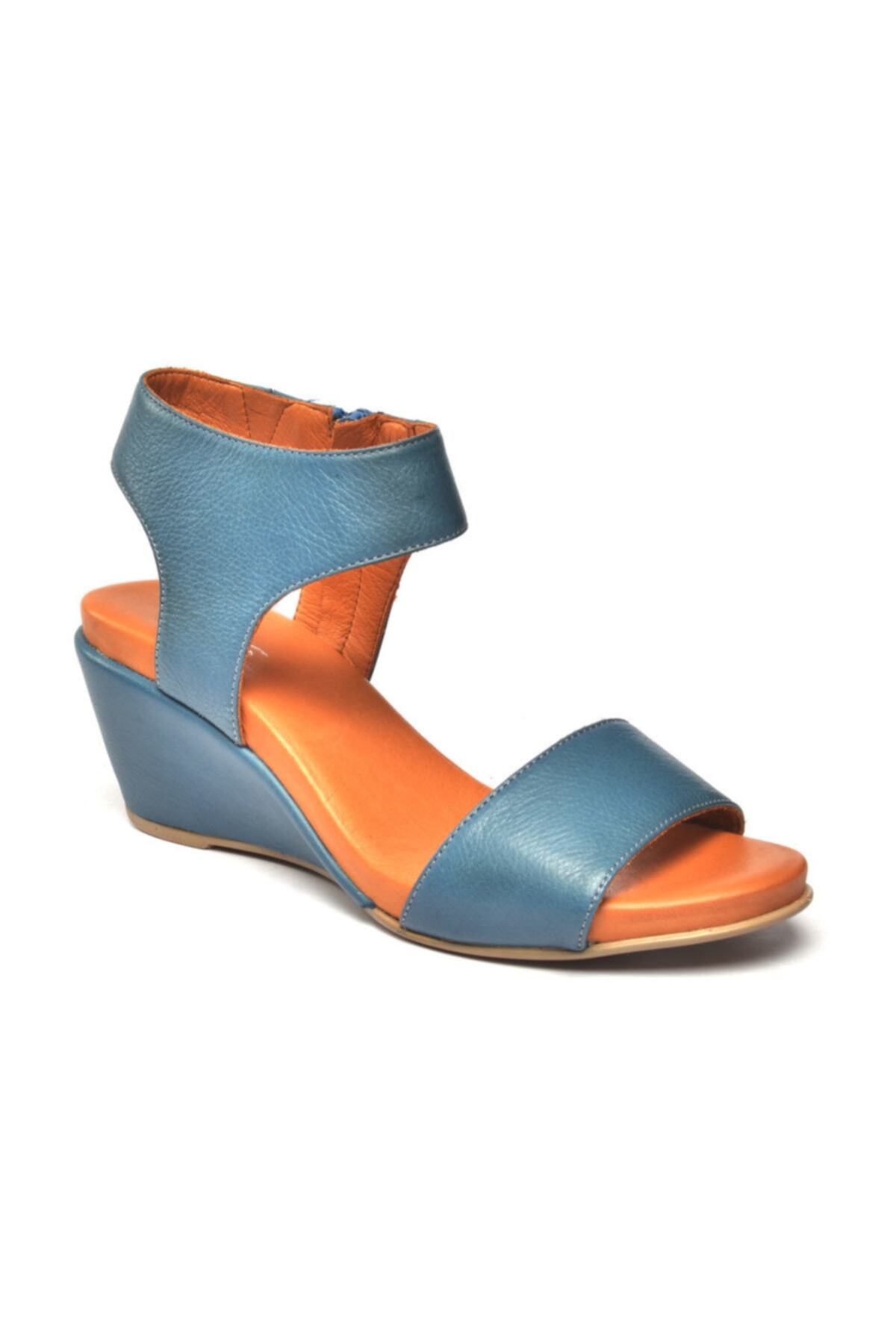 Pietra Orthopedic Genuine Leather Sandals Blue