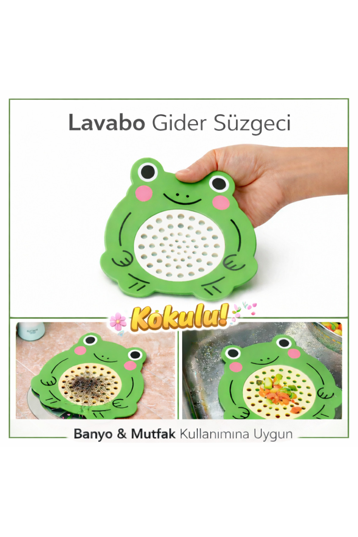 Hayveys Sevimli Kurbağa Süzgeçli Kokulu Banyo,Mutfak,Lavabo Gider Kapatıcı Kapak Mat - Fiyatı, Yorumları