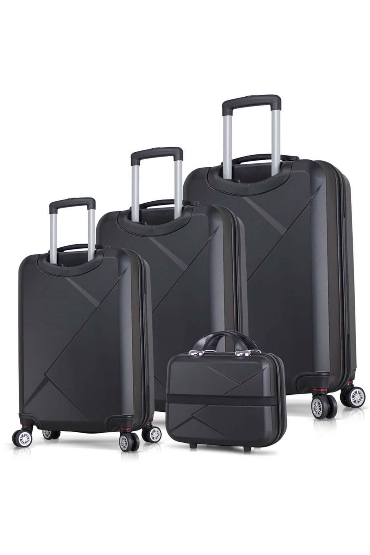 My Valice  Diamond Abs Kabin Orta Büyük Ve Makyaj Boy Siyah 4'lü Travel Valiz Seti - Görsel 3