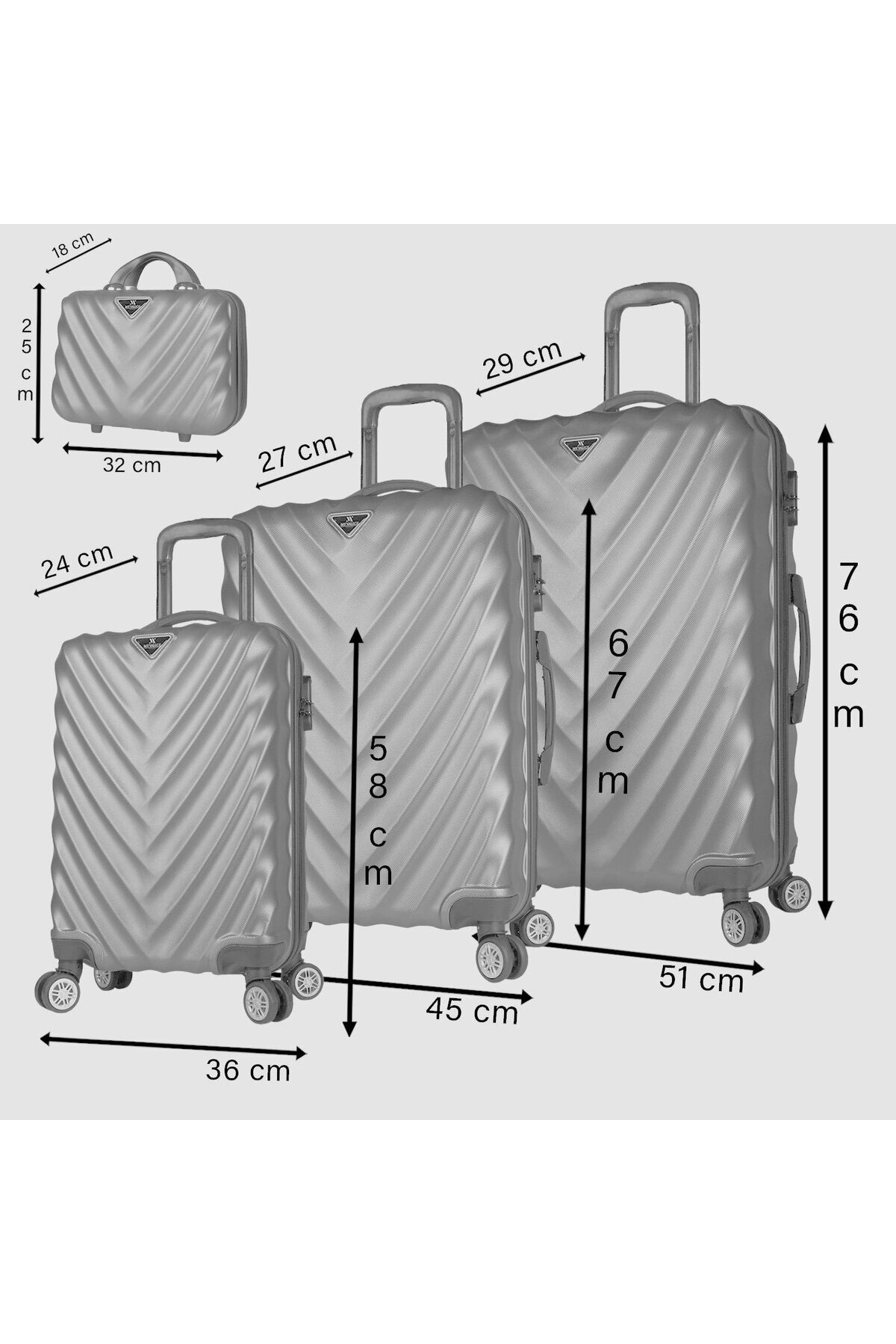 My Valice  Lotus Abs Kabin Orta Büyük Ve Makyaj Boy Gold 4'lü Travel Valiz Seti - Görsel 5