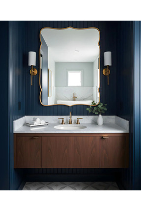 Fawdecor Premium Şık Ahşap Çerçeveli Asimetrik Ayna Ev Dekoru Estetik Duvar A...