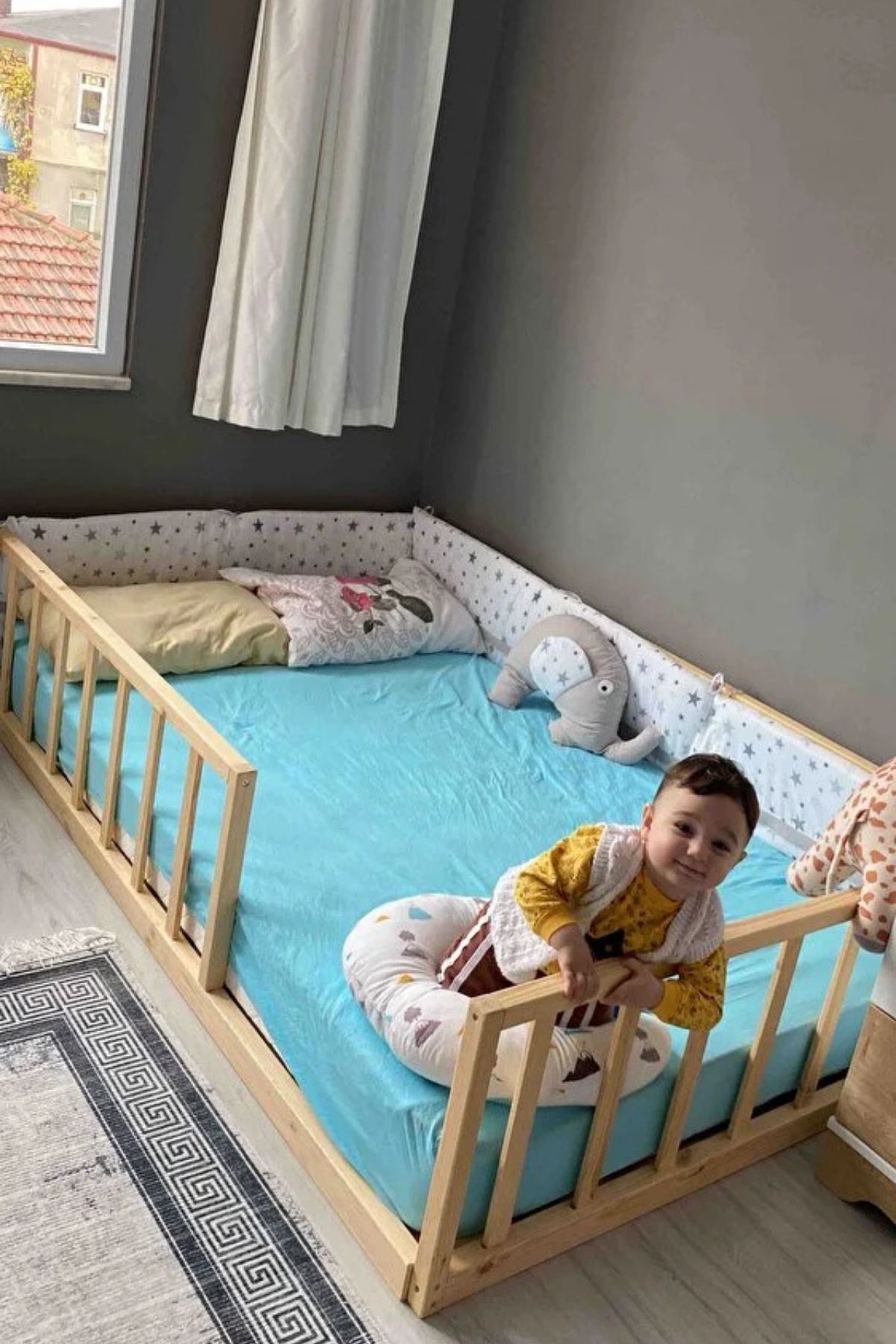 Loolpi Home Luna Montessori Bebek ve Çocuk Karyolası Doğal Ahşap Yatak Ayaksız fotoğrafı 5 (önizleme)
