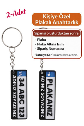 lina hobby Kişiye Özel Plaka Anahtarlık Çiftli Set (2 Adet) - İsimli ve Plaka...