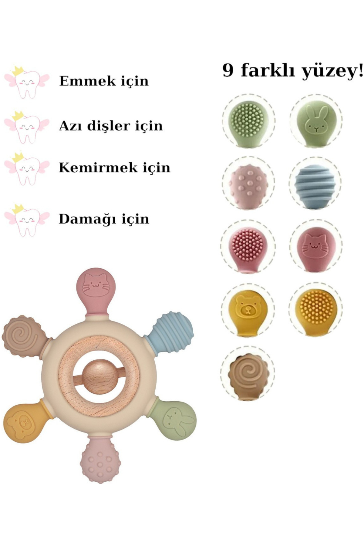 BAMM BAMM Silikon Bebek Diş Kaşıyıcı Boncuklu Hafif ve Rahat Kavranır fotoğrafı 3 (önizleme)