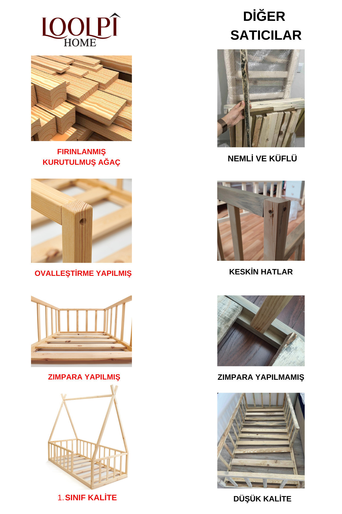 Loolpi Home Sky Ayaksız Montessori Bebek ve Çocuk Karyolası Unisex Doğal Ahşap Yatak fotoğrafı 6 (önizleme)