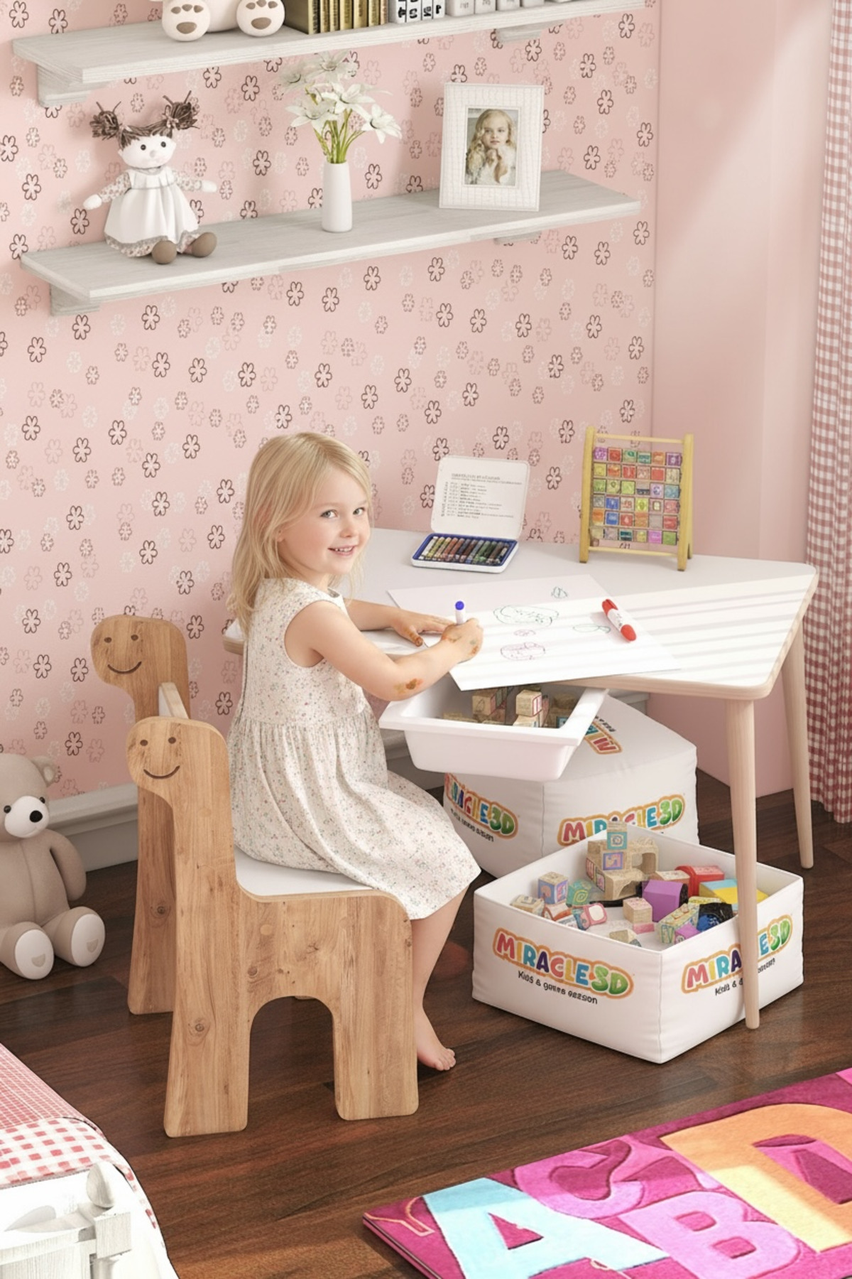 Children's Play Activity Desk And Chair, Activity Desk, write-delete Desk