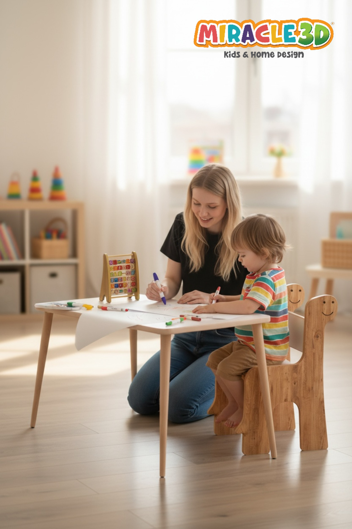 Children's Play Activity Desk and Backrest Chair Activity Table