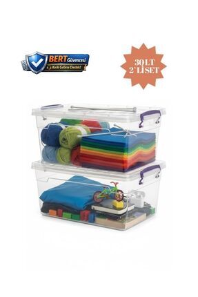 BERT 30 Litre 2li Şeffaf Kilitli Saklama Kabı Kiler & Çok Amaçlı Plastik Kutu