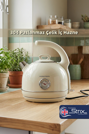 PREMIER PRK 1215C Retro Tasarımlı Analog Göstergeli Paslanmaz Çelik Hazneli S...