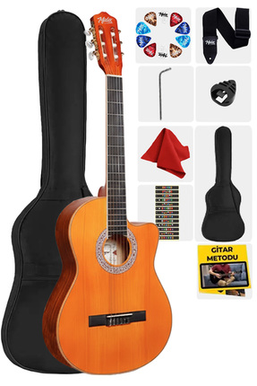 Midex Cg-395ylx Klasik Gitar 4/4 Kesik Kasa Full Set (ÇANTA ASKI METOD PENA)