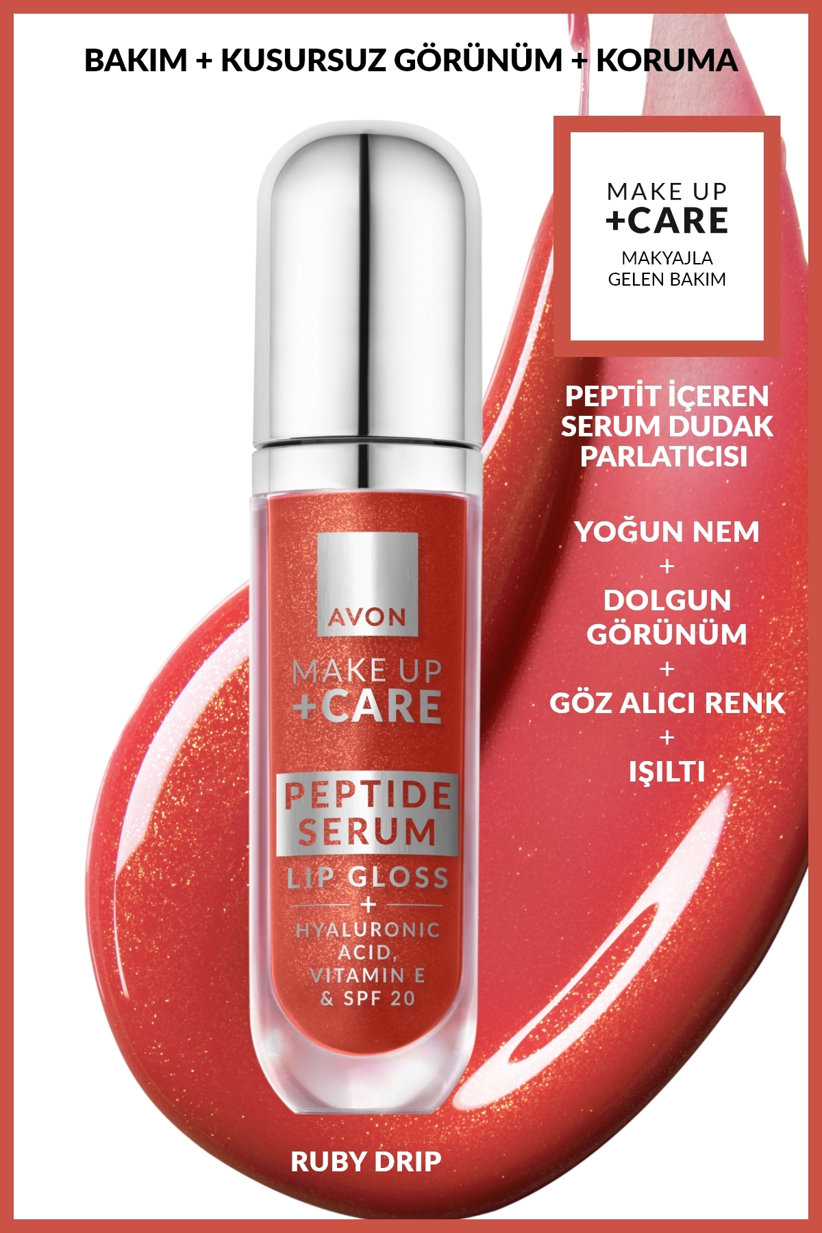 Avon Make Up + Care Peptit İçeren Serum Gloss Dudak Parlatıcısı - Ruby Drip - Fiyatı, Yorumları