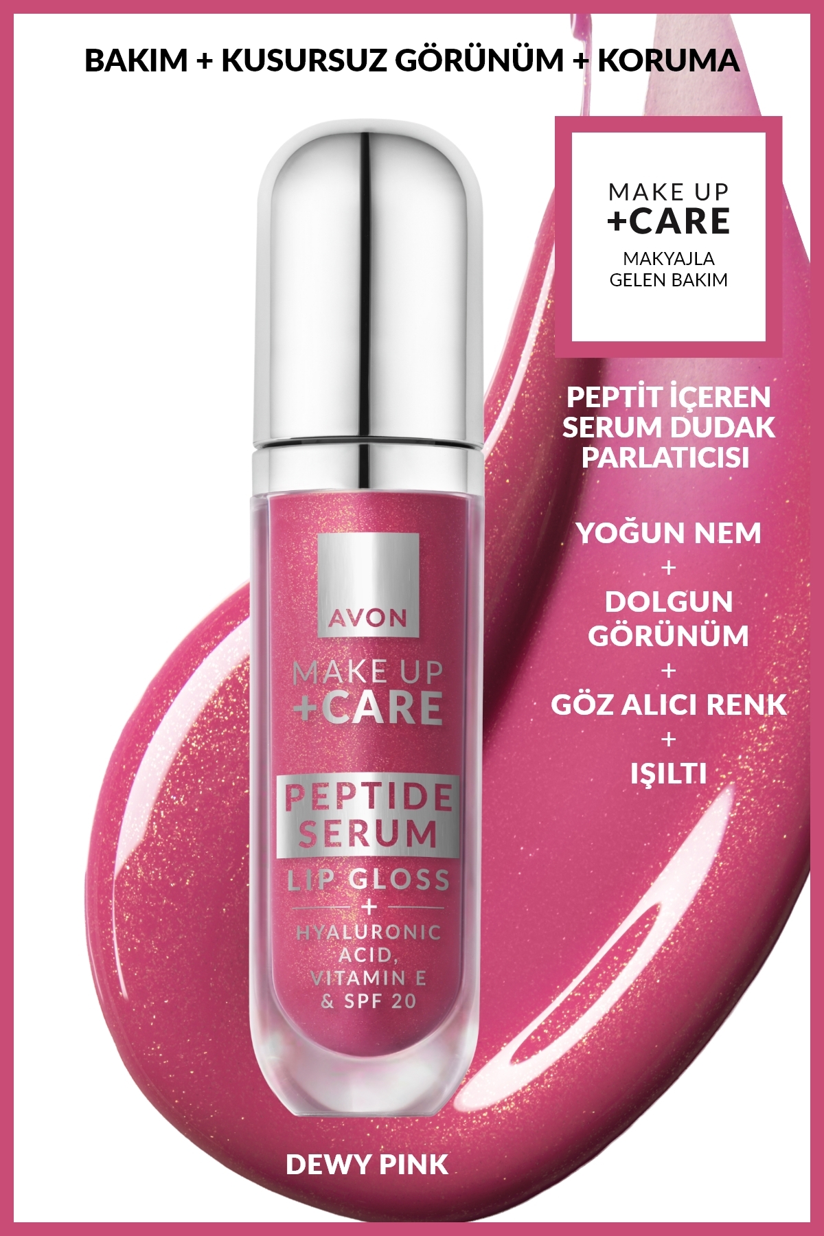 Avon Make Up + Care Peptit İçeren Serum Gloss Dudak Parlatıcısı - Dewy Pink - Fiyatı, Yorumları