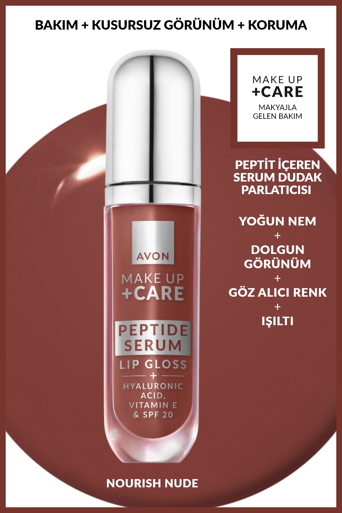 Avon Make Up + Care Peptit İçeren Serum Gloss Dudak Parlatıcısı - Nurish Nude - Fiyatı, Yorumları
