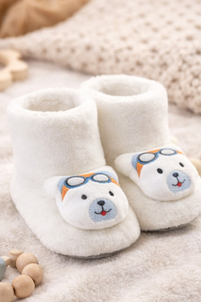 pufien Kışlık Patik, Ayıcık Peluş Bot, Polar Ayı Desenli Rahat ve Kaymaz Taba...