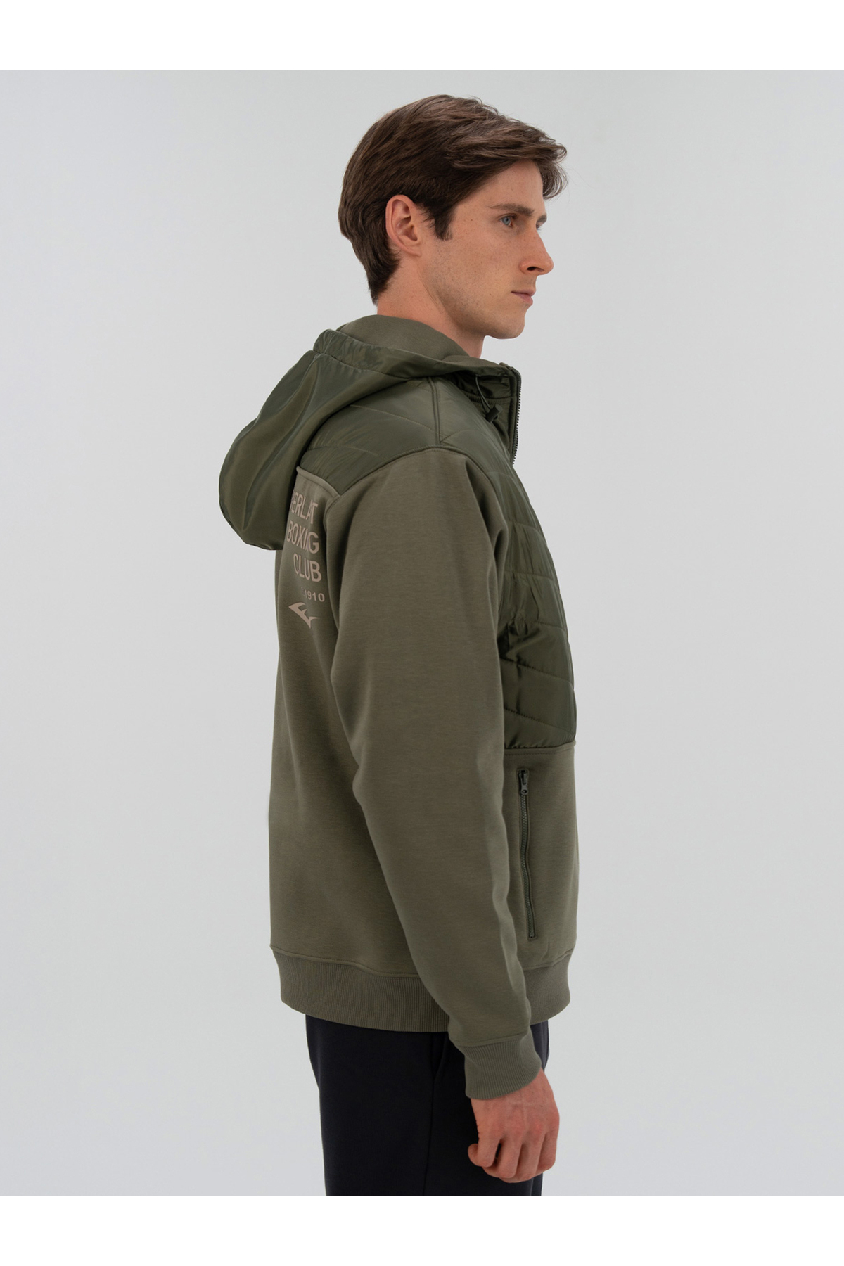 EVERLAST Boxing Club 2.0 Full Zip Haki Erkek Kalın Sweatshirt görsel 3