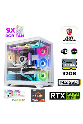 XASER Sword X60 Ryzen 7 5700x 32gb Ram 8gb Rtx5060 1tb M.2 Nvme Ssd Sıvı Soğu...