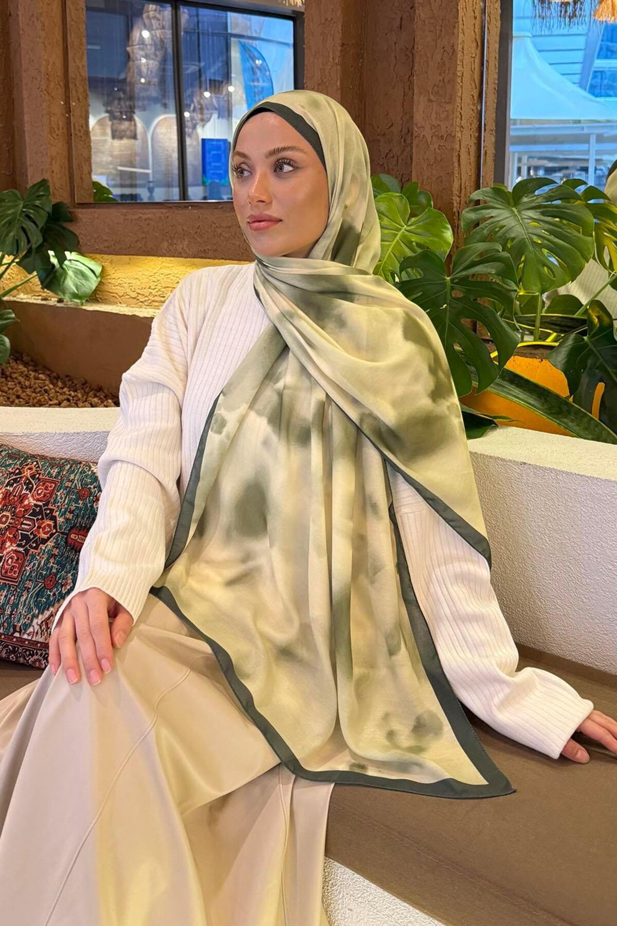 lamelif Batik Desen Soft Şal Ada Çayı görsel 3