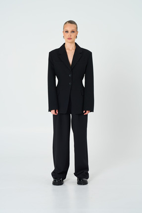 Thalure Kadın Siyah Kum Saati Form Blazer