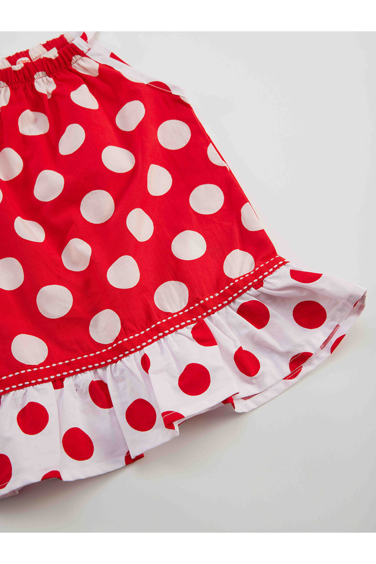 Denokids Kırmızı Puantiye Kız Bebek Askılı Yazlık Elbise fotoğrafı 6 (önizleme)