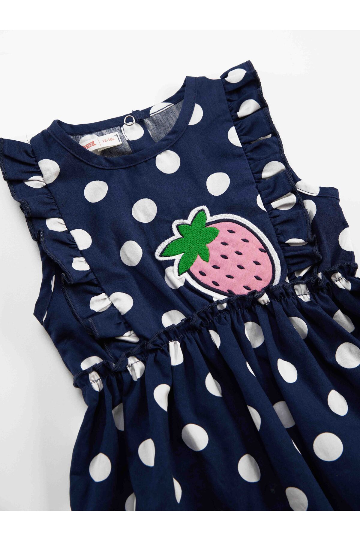 Denokids Puanlı Çilek Kız Bebek Poplin Yazlık Fırfırlı Elbise fotoğrafı 6 (önizleme)