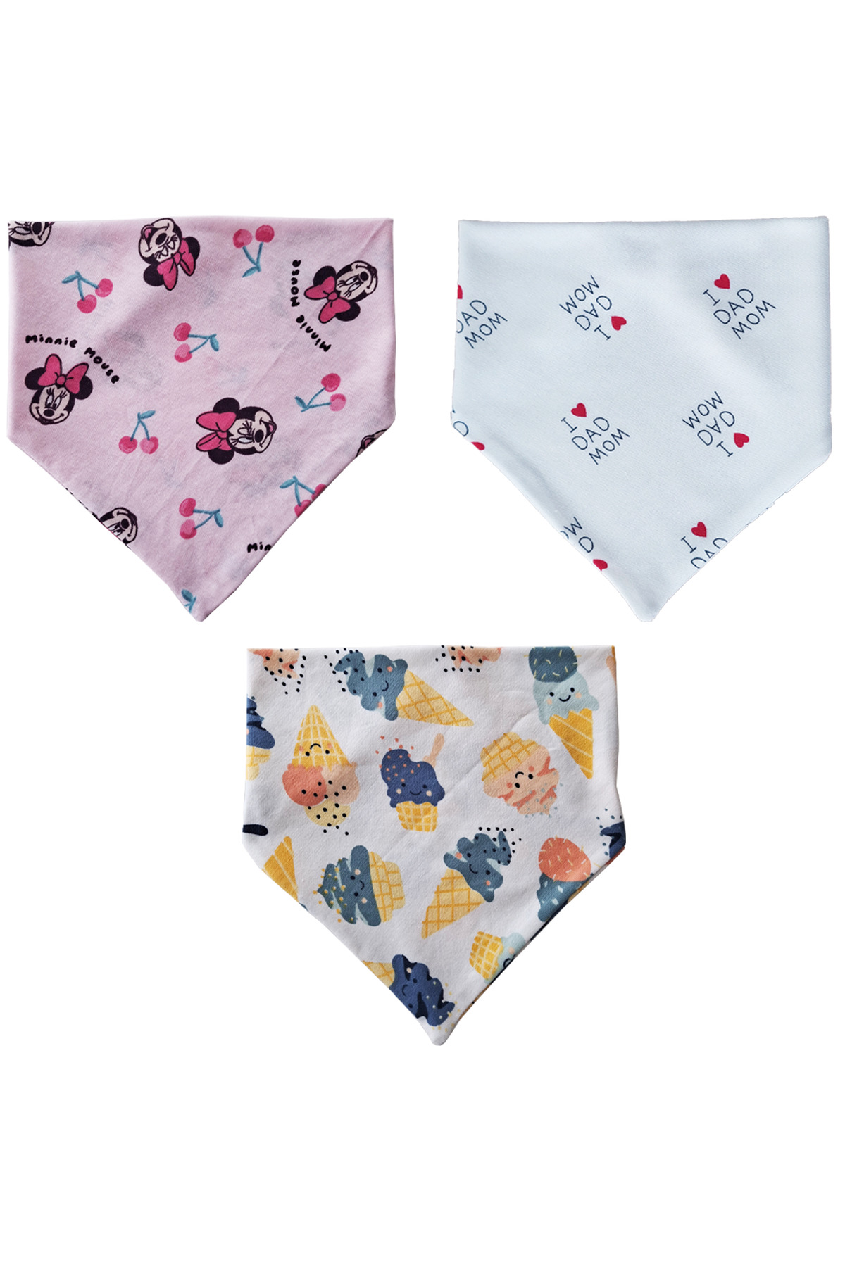 Baby Minik Kız Bebek Üçgen Fular Penye Salya Ve Mama Önlüğü 10 Adet fotoğrafı 5 (önizleme)