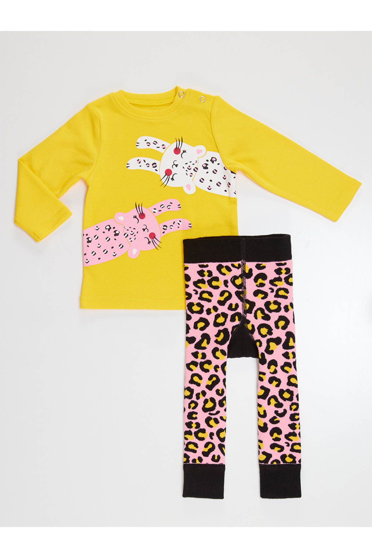 Denokids Leopar Kız Bebek T-shirt Tayt-Pantolon Takım fotoğrafı 5 (önizleme)