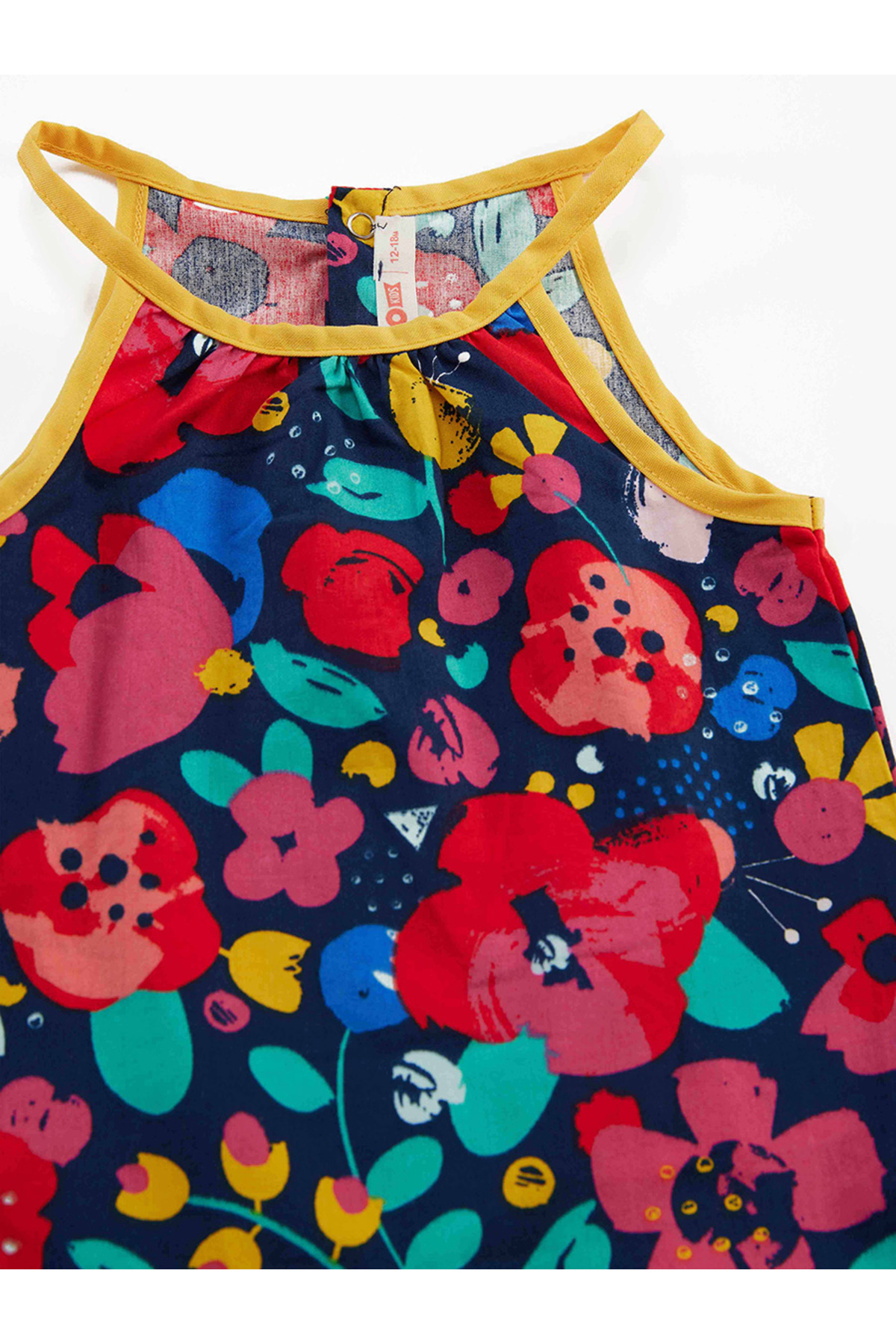 Denokids Çiçekli Kız Bebek Poplin Pamuklu Yazlık Askılı Elbise fotoğrafı 5 (önizleme)