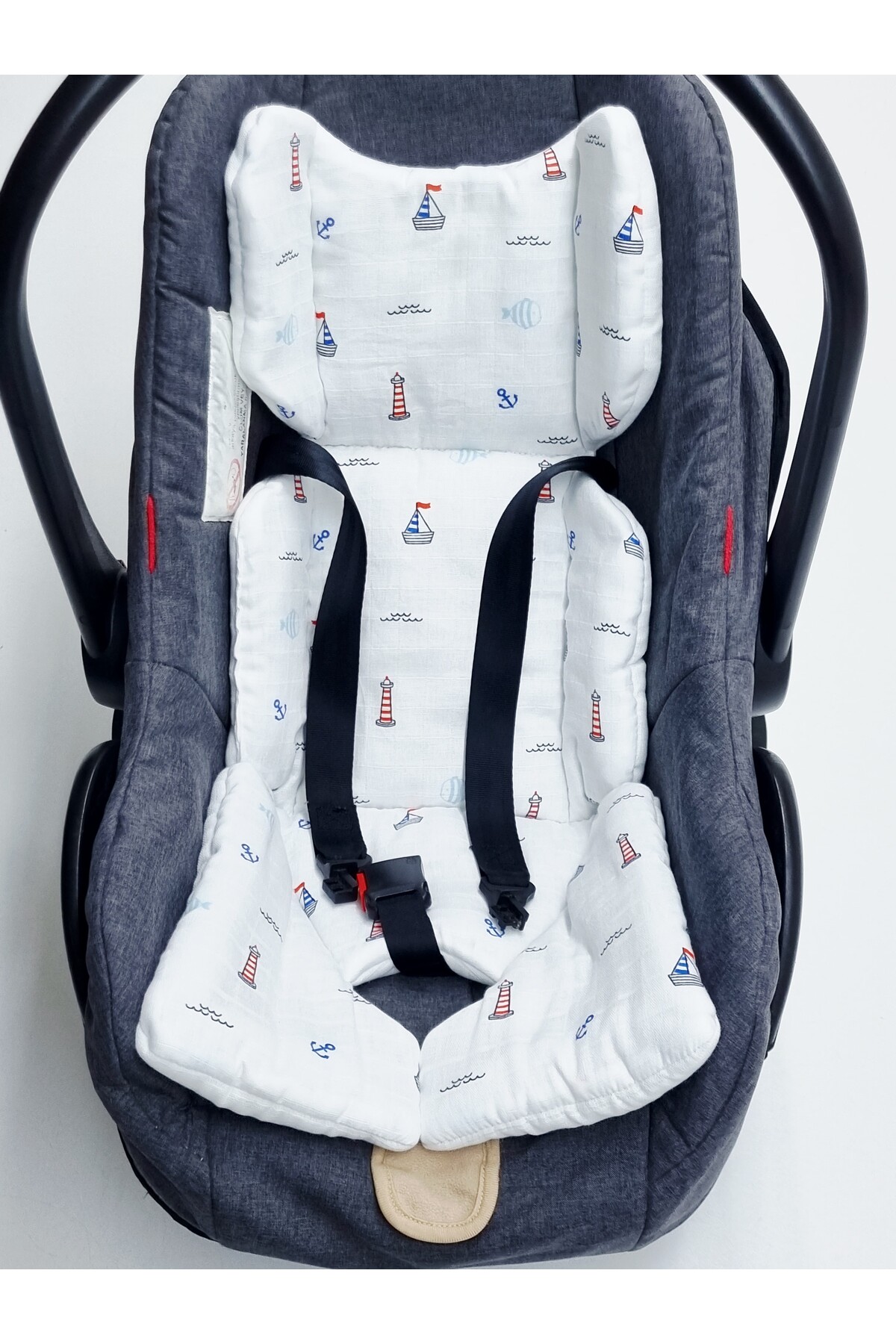 Yada Baby %100 Organik Pamuklu Kumaştan Müslin Dört Kat Bürümcük Minderli Puset Örtüsü Seti fotoğrafı 7 (önizleme)