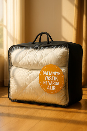 HİG HOME Geniş Hacimli Hurç 42x53x20 – Yorgan, Battaniye, Kıyafet Saklama Çan...