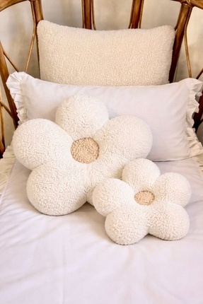 Cherry Bloom Cotton Teddy Peluş 2'li Papatya Yastık 35 x 20 cm