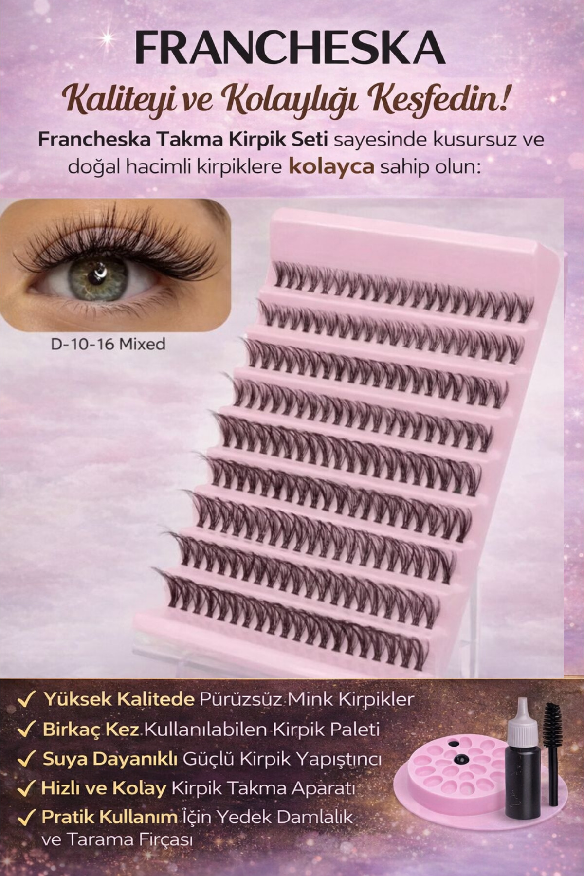 Rus Volume 30d Takma Ipek Kirpikler Mix Kendin Yap Seti -yapıştırıcı Ve Cımbız Ile 20 Uygulama — rusmega30dset — تصویر 6 از 9
