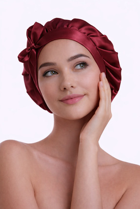 silkwormlife %100 Saf İpek, Uzun Bağcıklı Lüks Gece Bakım Bonesi