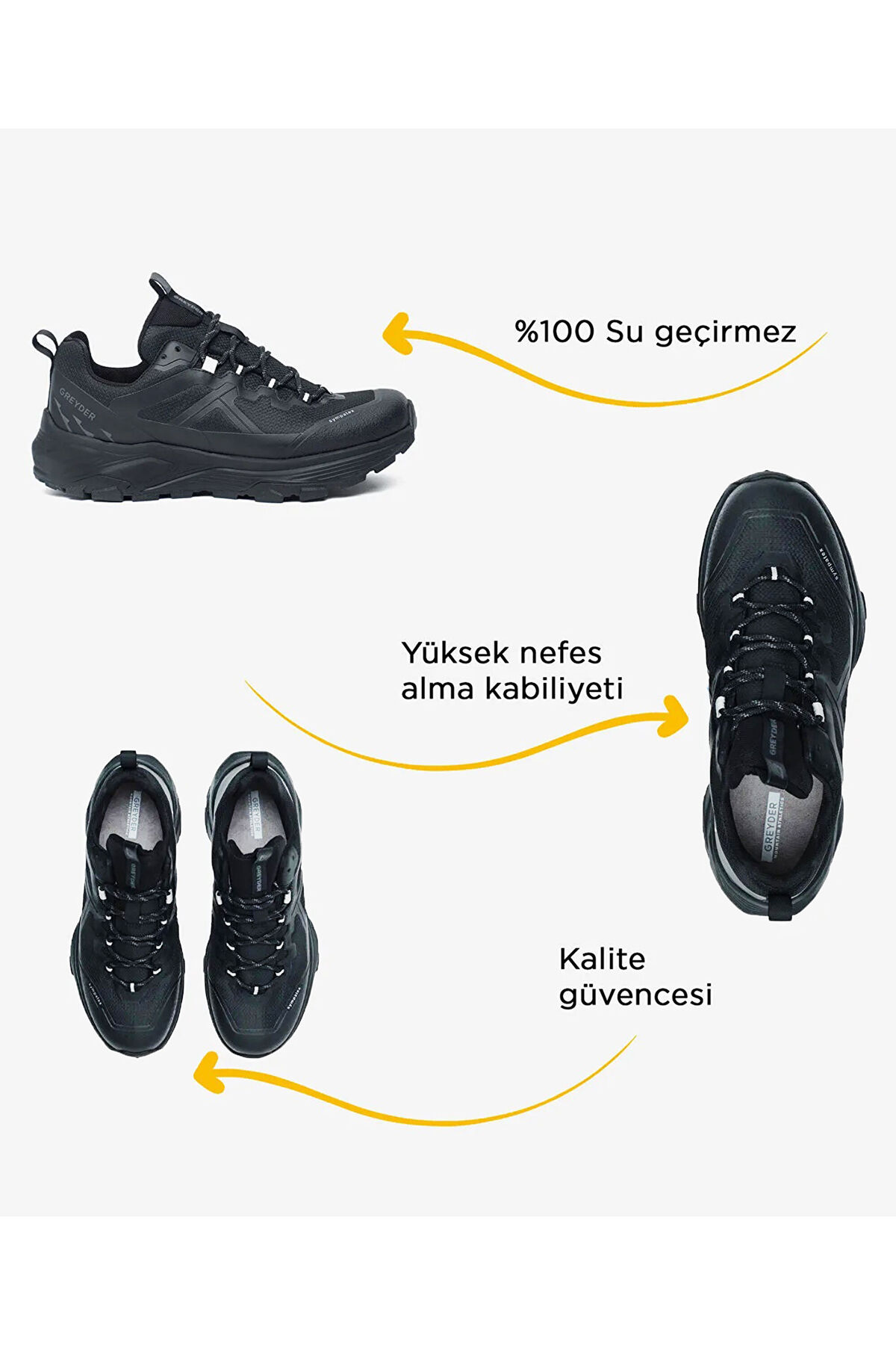Greyder Erkek Siyah Su Geçirmez Outdoor Ayakkabı 5K1GA18900 görsel 2