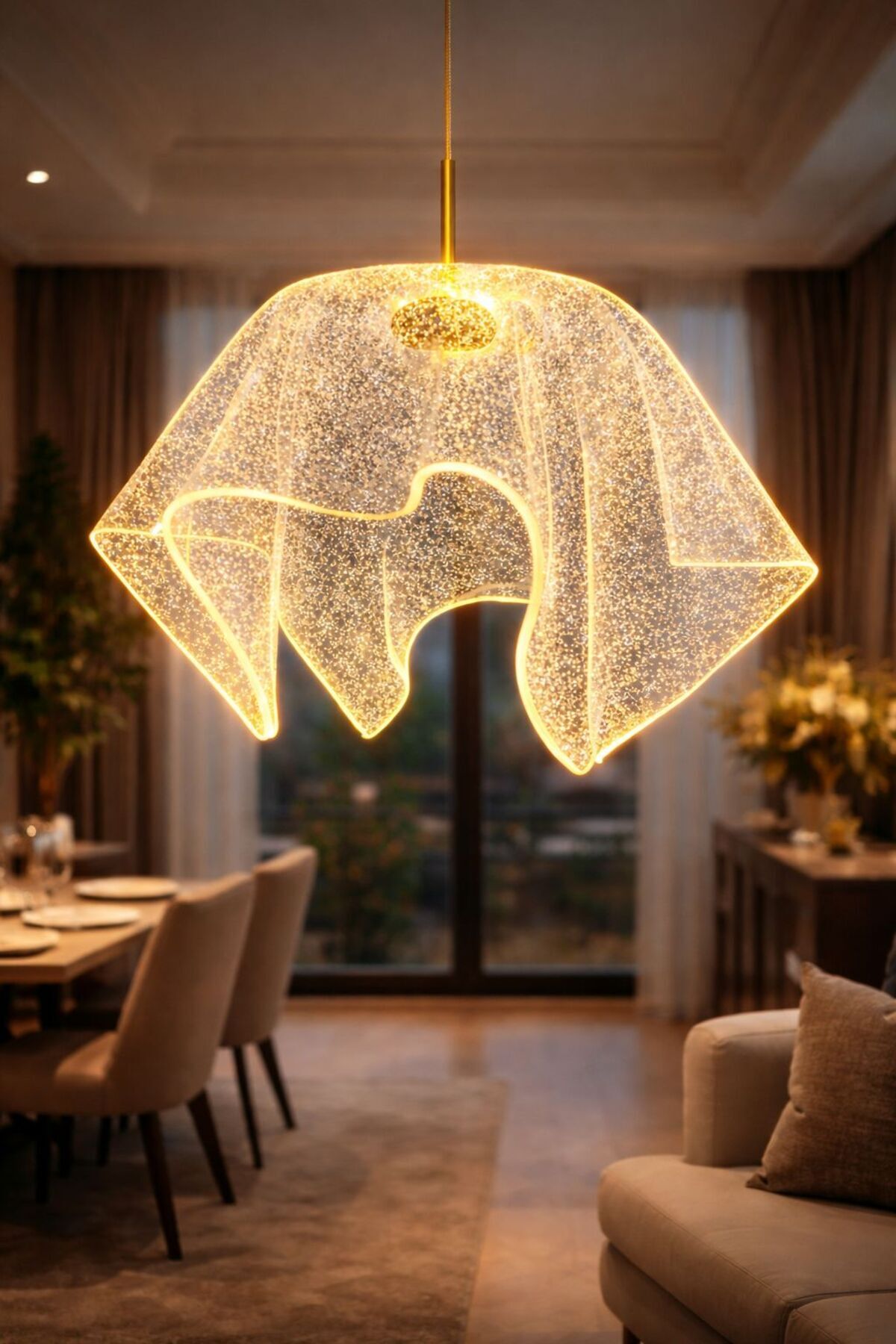 Cape Model Gold Plated 3 Colors Metal Living Room Kitchen Living Bedroom Modern Led Pendant Chandelier