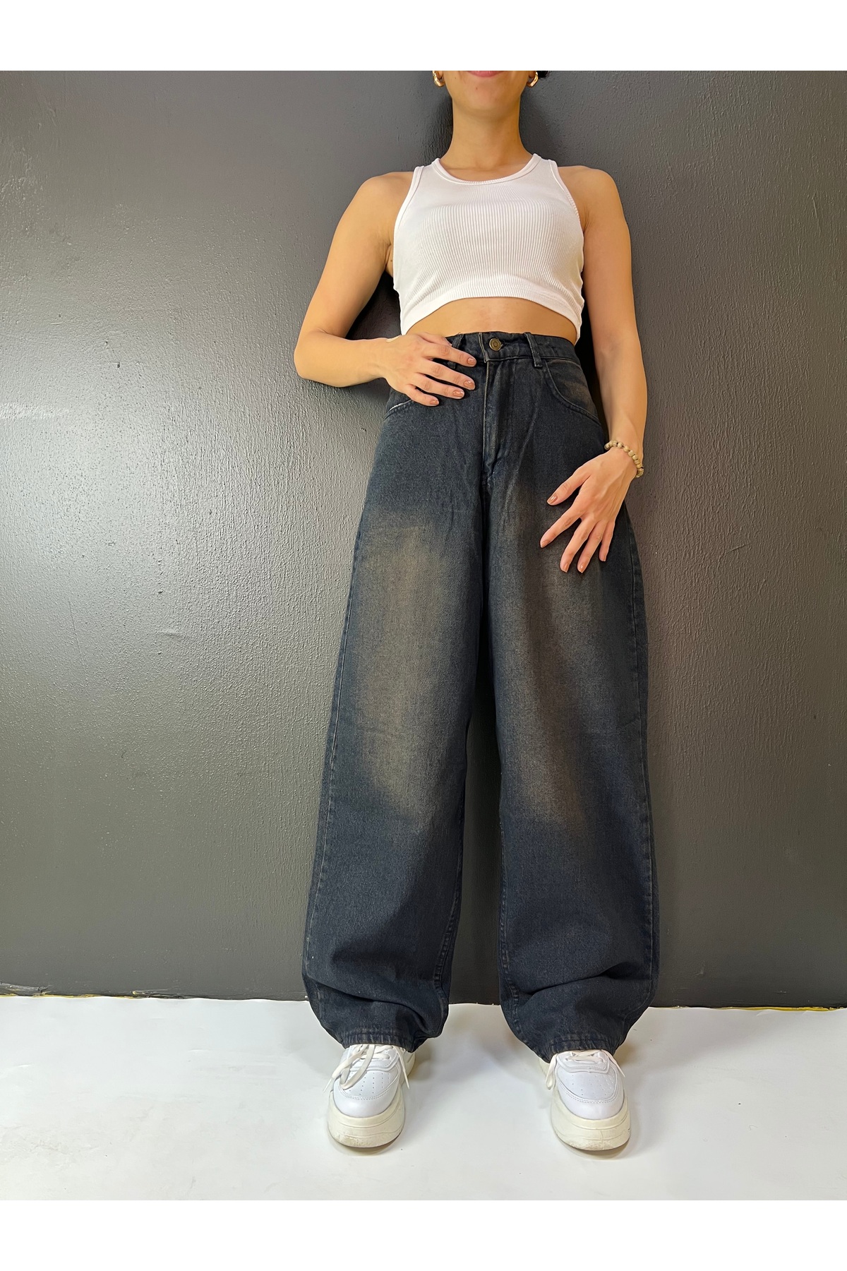 St.Poll KAHVE ESKİTME VİNTAGE YIKAMA UNİSEX BAGGY JEANS PANTOLON görsel 5